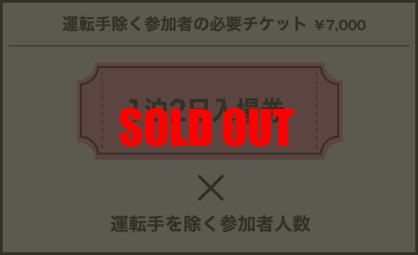 運転手除く参加者様の必要チケット　￥7,000