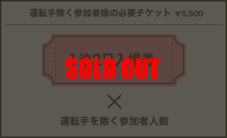 運転手除く参加者様の必要チケット　￥7,000